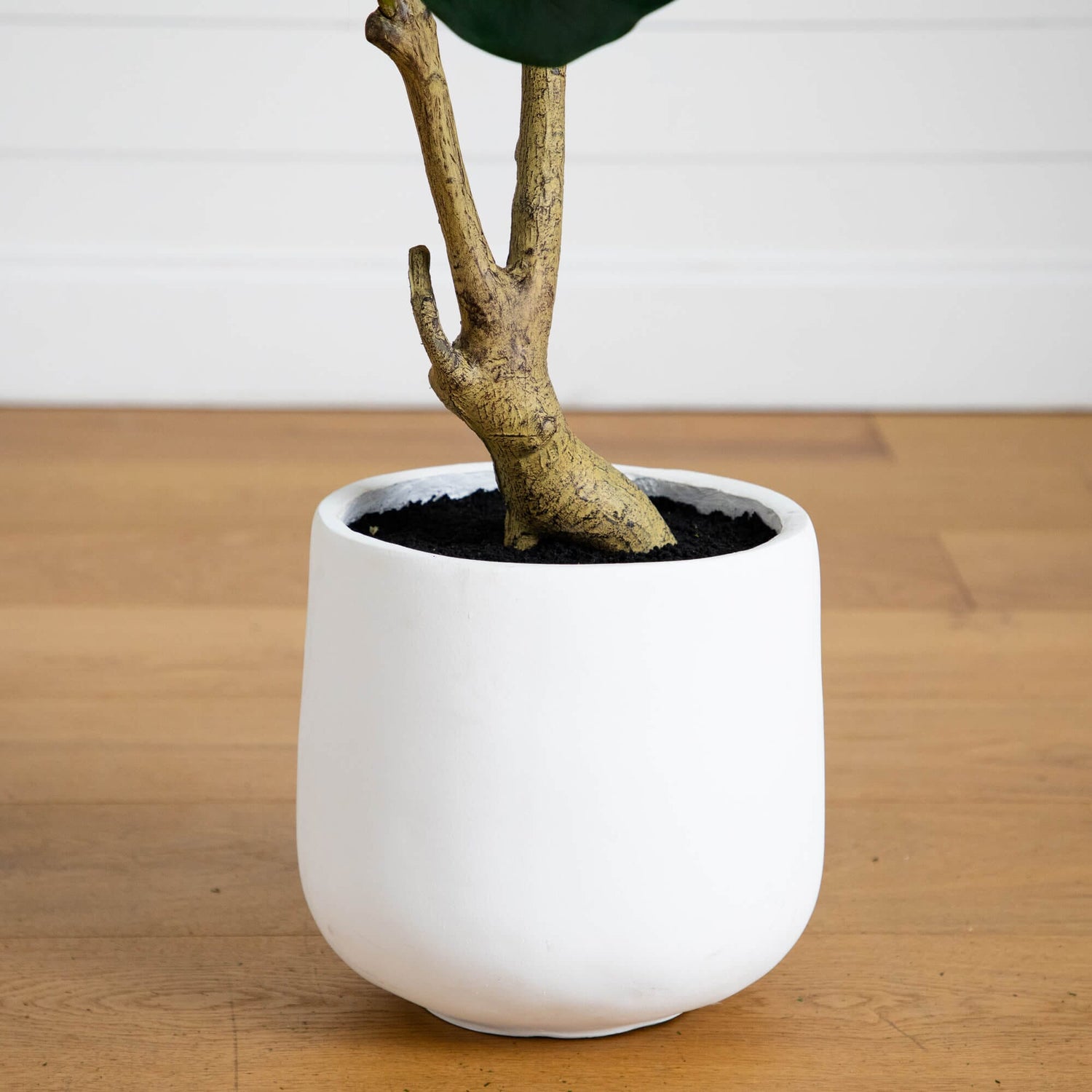 4' Artificial Lush Fiddle Leaf Tree in Decorative White Planter