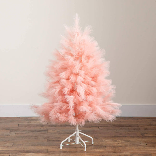 4' Artificial Pink Pampas Grass Christmas Tree