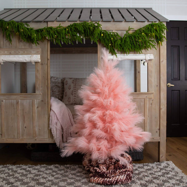 4' Artificial Pink Pampas Grass Christmas Tree