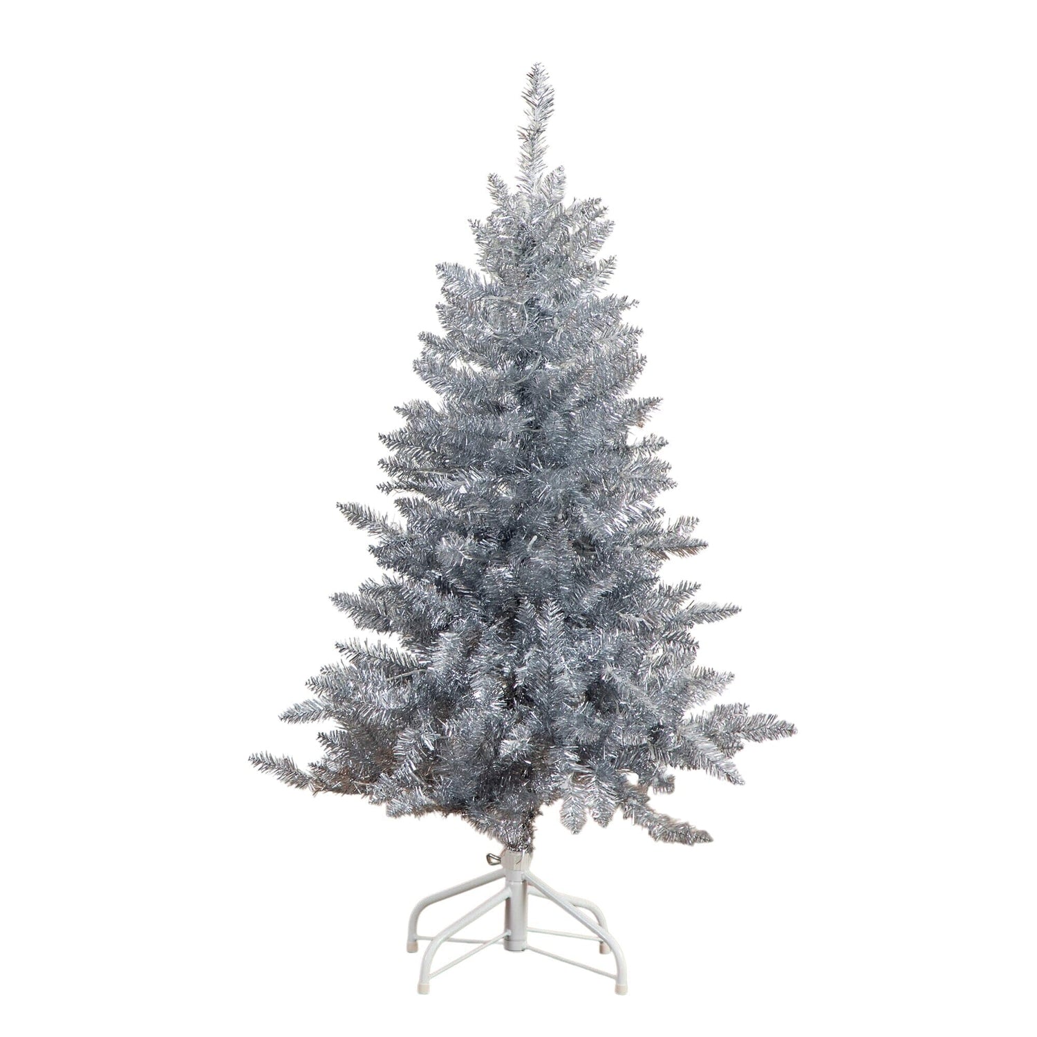 4' Artificial Silver Christmas Tree with 130 Cool White LED Lights
