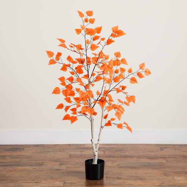 4' Autumn Paper Birch Artificial Fall Tree