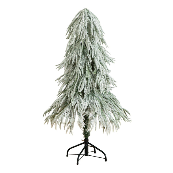 4' Flocked Down Swept Artificial Christmas Tree with 110 LED Lights