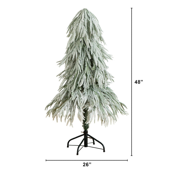 4' Flocked Down Swept Artificial Christmas Tree with 110 LED Lights