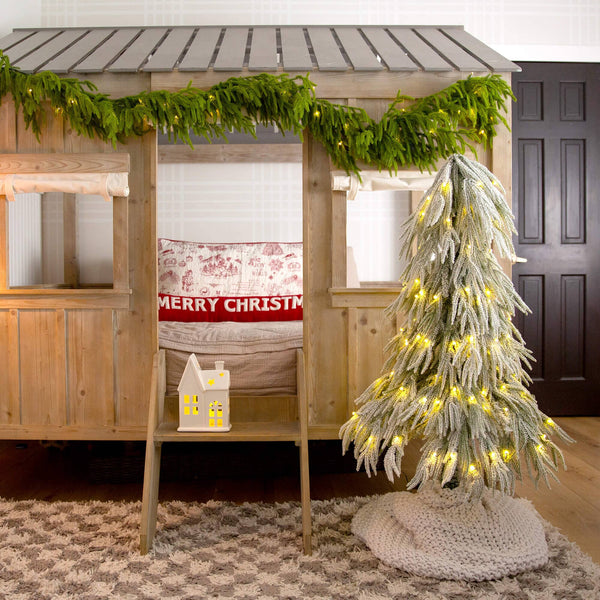 4' Flocked Down Swept Artificial Christmas Tree with 110 LED Lights
