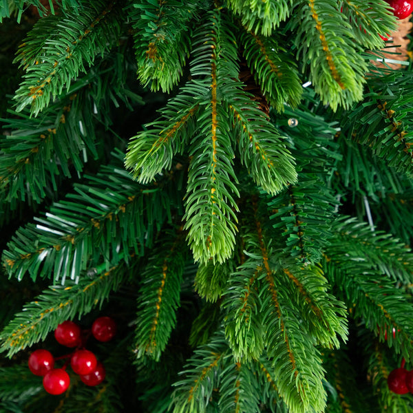 4' Pre-Lit Artificial Christmas Tree with Pinecones, Berries and 100 Multicolored LED Lights in Decorative Planter
