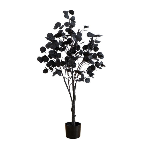 4' Pre-Lit Artificial Halloween Black Eucalyptus Tree with 160 Orange & Purple LED Lights