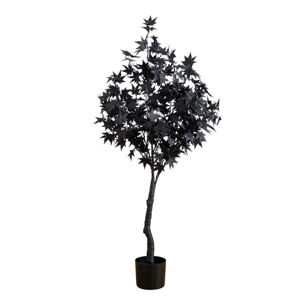 4' Pre-Lit Artificial Halloween Black Maple Tree with 180 Orange & Purple LED Lights