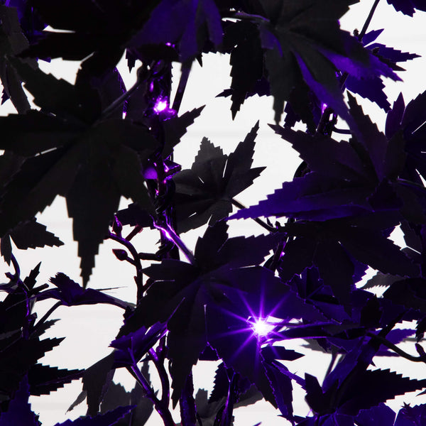 4' Pre-Lit Artificial Halloween Black Maple Tree with 180 Orange & Purple LED Lights
