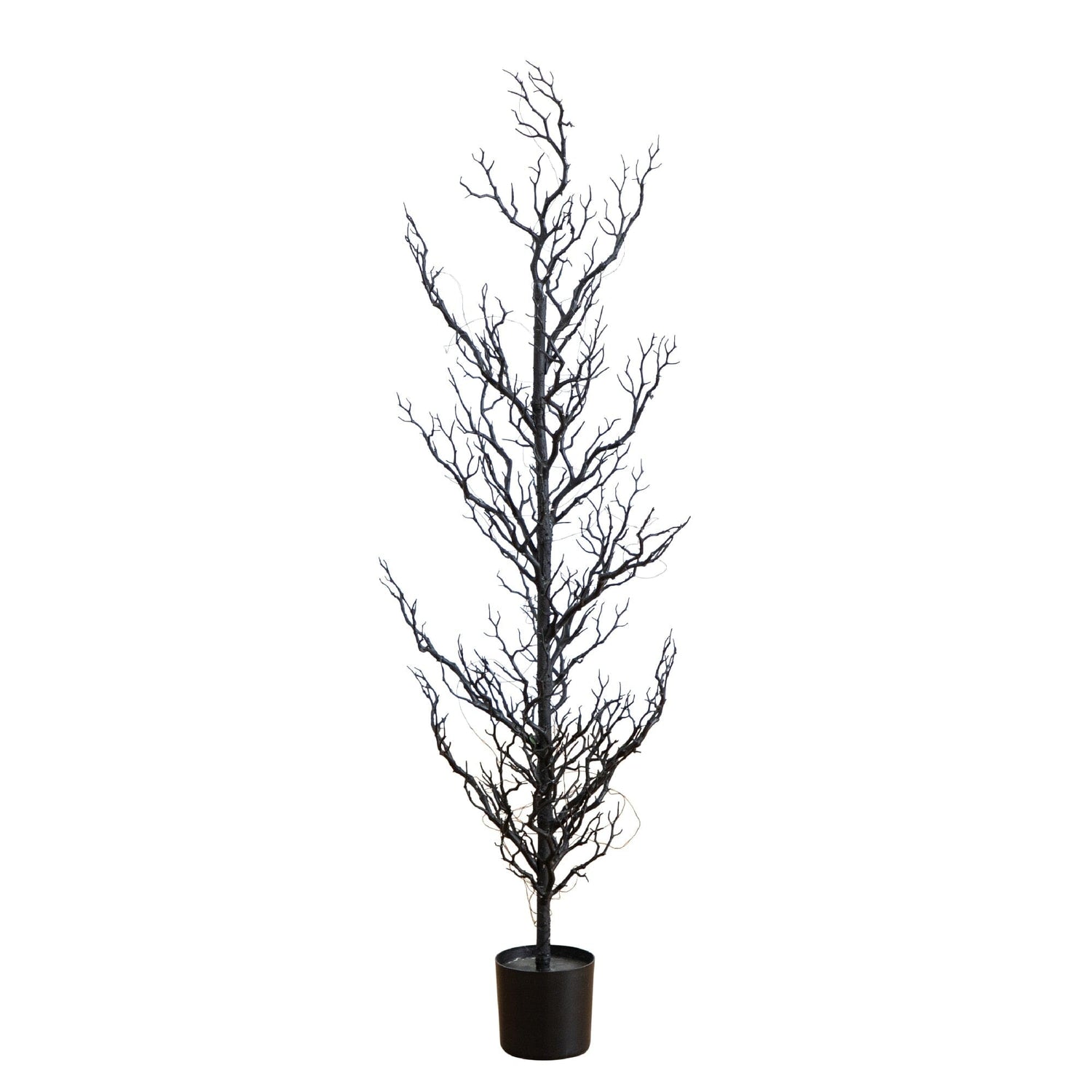 4' Pre-Lit Artificial Halloween Black Spooky Twig Tree with 160 Orange & Purple Copper Wire String LED Lights