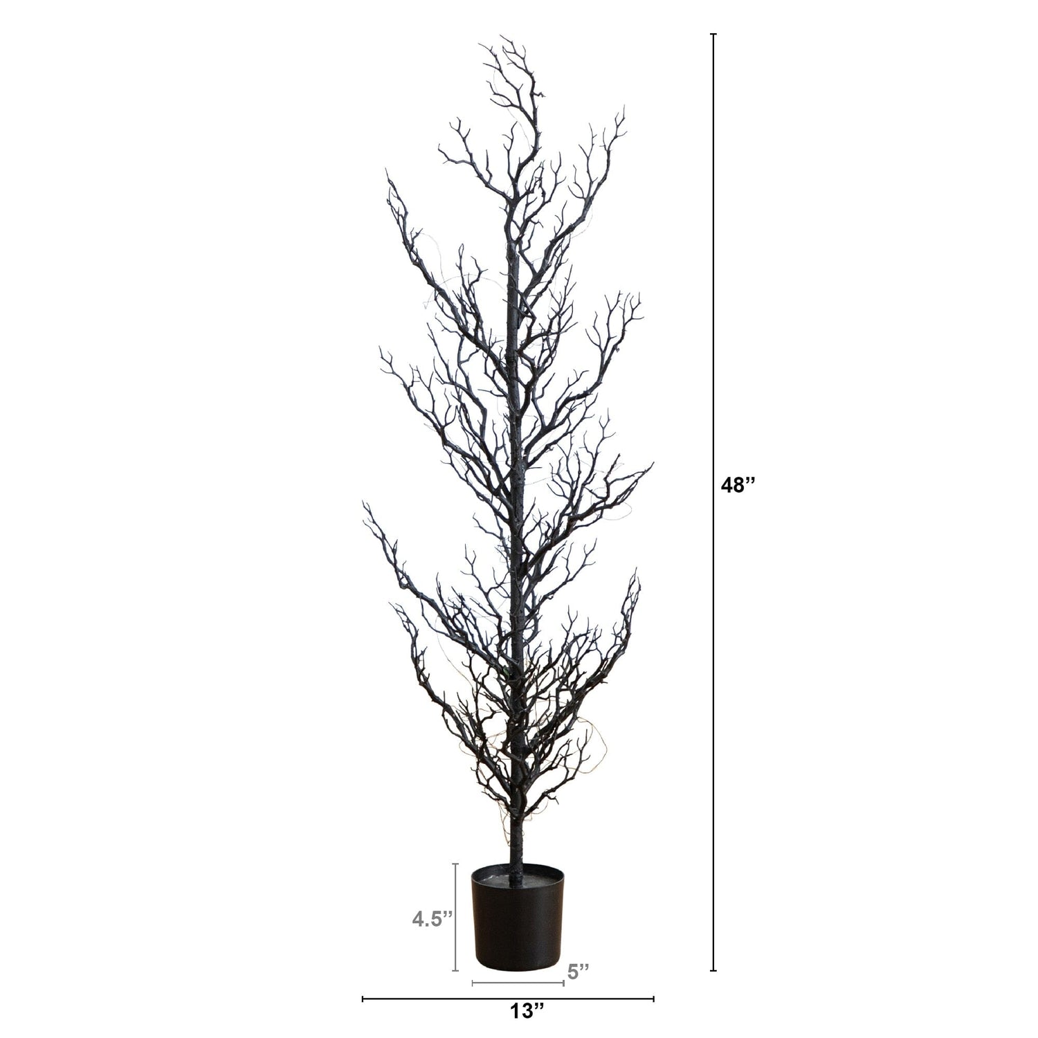 4' Pre-Lit Artificial Halloween Black Spooky Twig Tree with 160 Orange & Purple Copper Wire String LED Lights