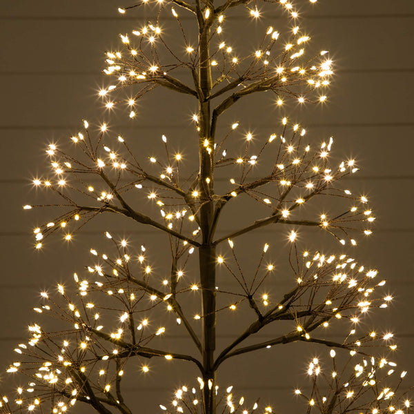4' Pre-Lit Artificial Halloween Black Starburst Tree with 800 Fairy Warm White LED Lights