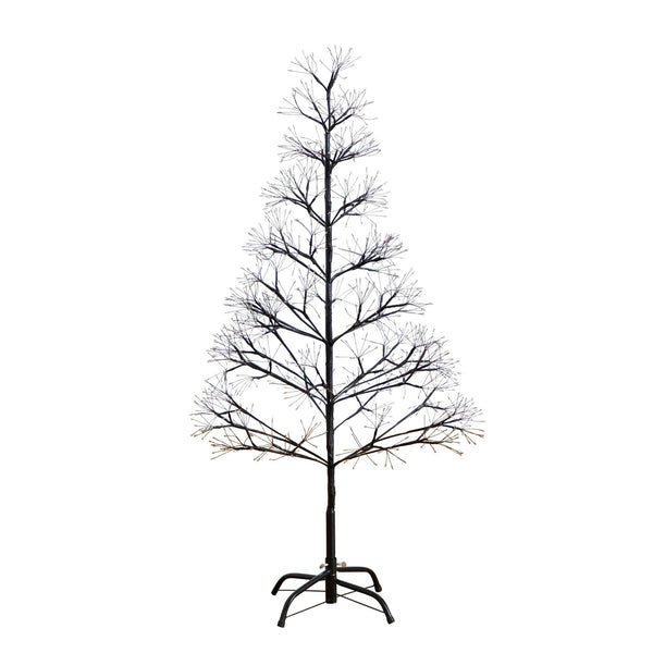 4' Pre-Lit Artificial Halloween Black Starburst Tree with 800 Fairy Warm White LED Lights