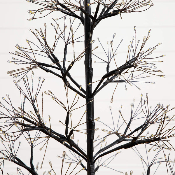 4' Pre-Lit Artificial Halloween Black Starburst Tree with 800 Fairy Warm White LED Lights
