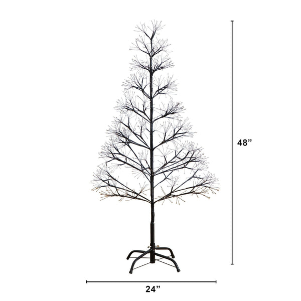4' Pre-Lit Artificial Halloween Black Starburst Tree with 800 Fairy Warm White LED Lights