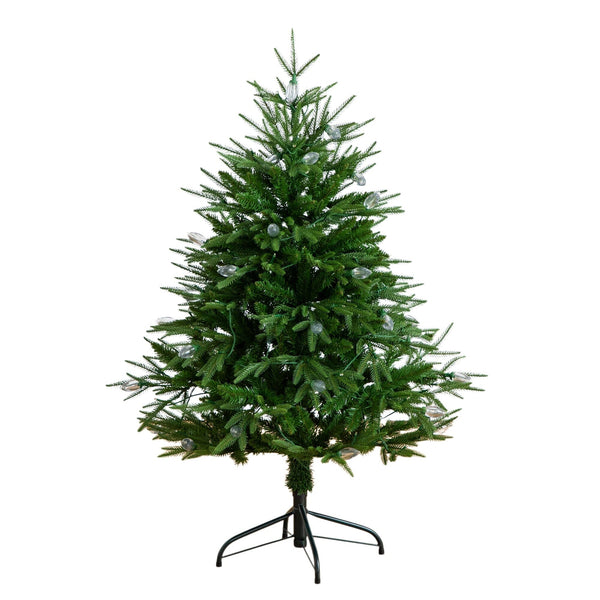 4' Pre-Lit Artificial Luxembourg Pine Christmas Tree with 120 Multicolored Traditional Bulb LED Lights