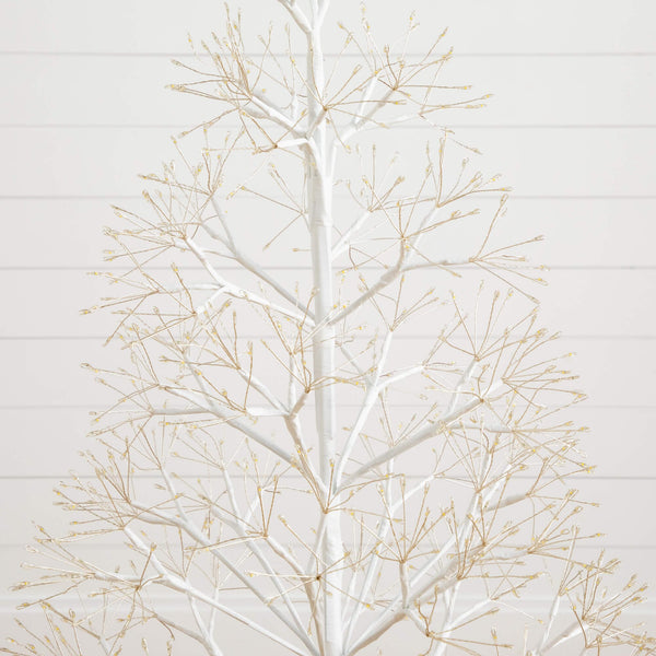 4' Pre-Lit Artificial White  Starburst Tree with 800 Fairy Warm White LED Lights