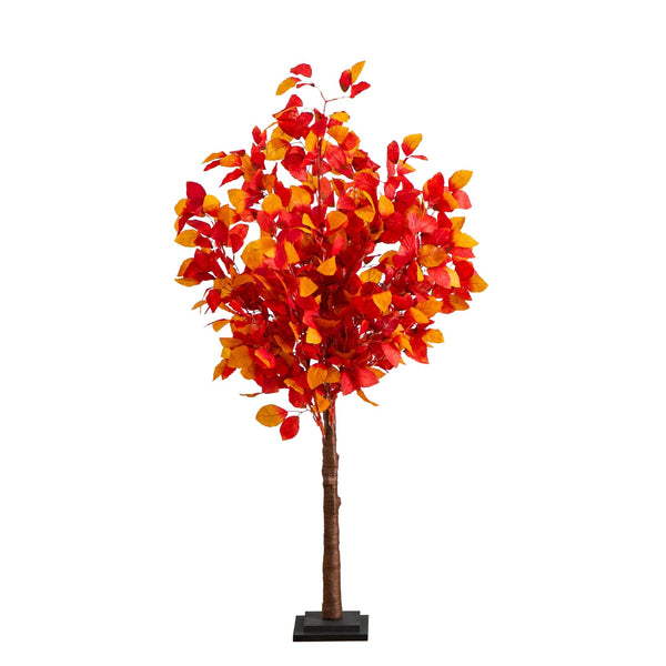4' Pre-Lit Autumn Artificial Fall Tree with 160 Warm White LED Lights