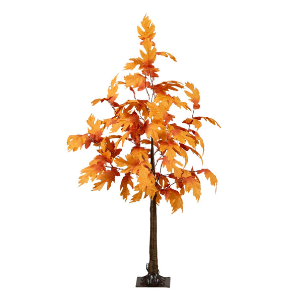 4' Pre-Lit Autumn Maple Artificial Fall Tree with 180 Warm White LED Lights