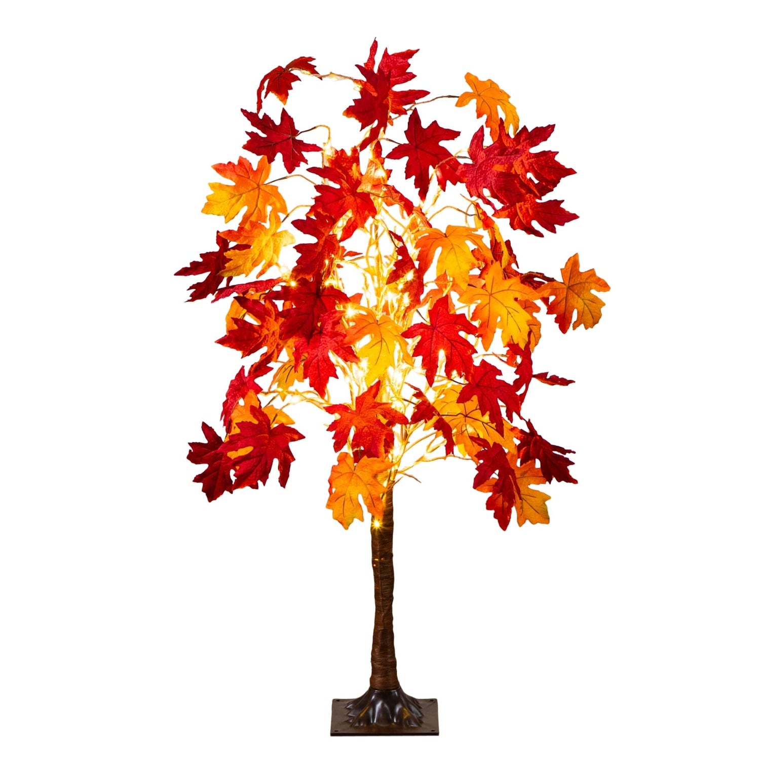 4' Pre-Lit Autumn Weeping Maple Artificial Fall Tree with 180 Warm White LED Lights
