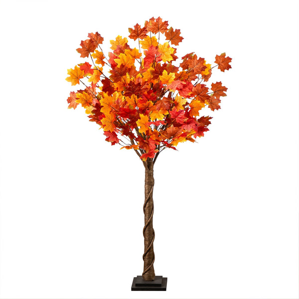 4' Pre-Lit Deluxe Autumn Maple Artificial Fall Tree with 68 Warm White LED Lights