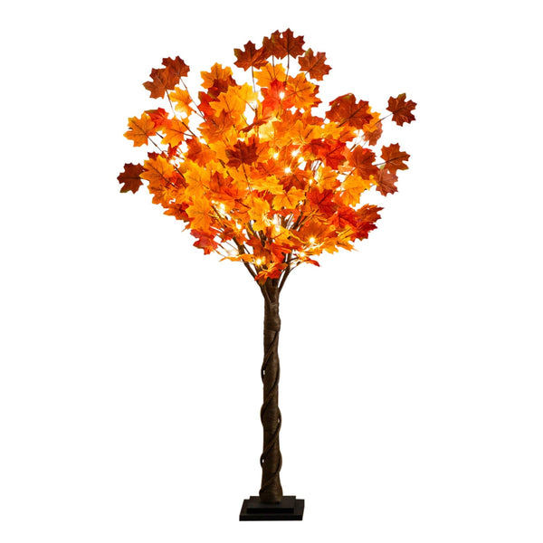 4' Pre-Lit Deluxe Autumn Maple Artificial Fall Tree with 68 Warm White LED Lights