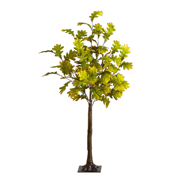 4' Pre-Lit Green Autumn Oak Artificial Fall Tree with 150 Warm White LED Lights