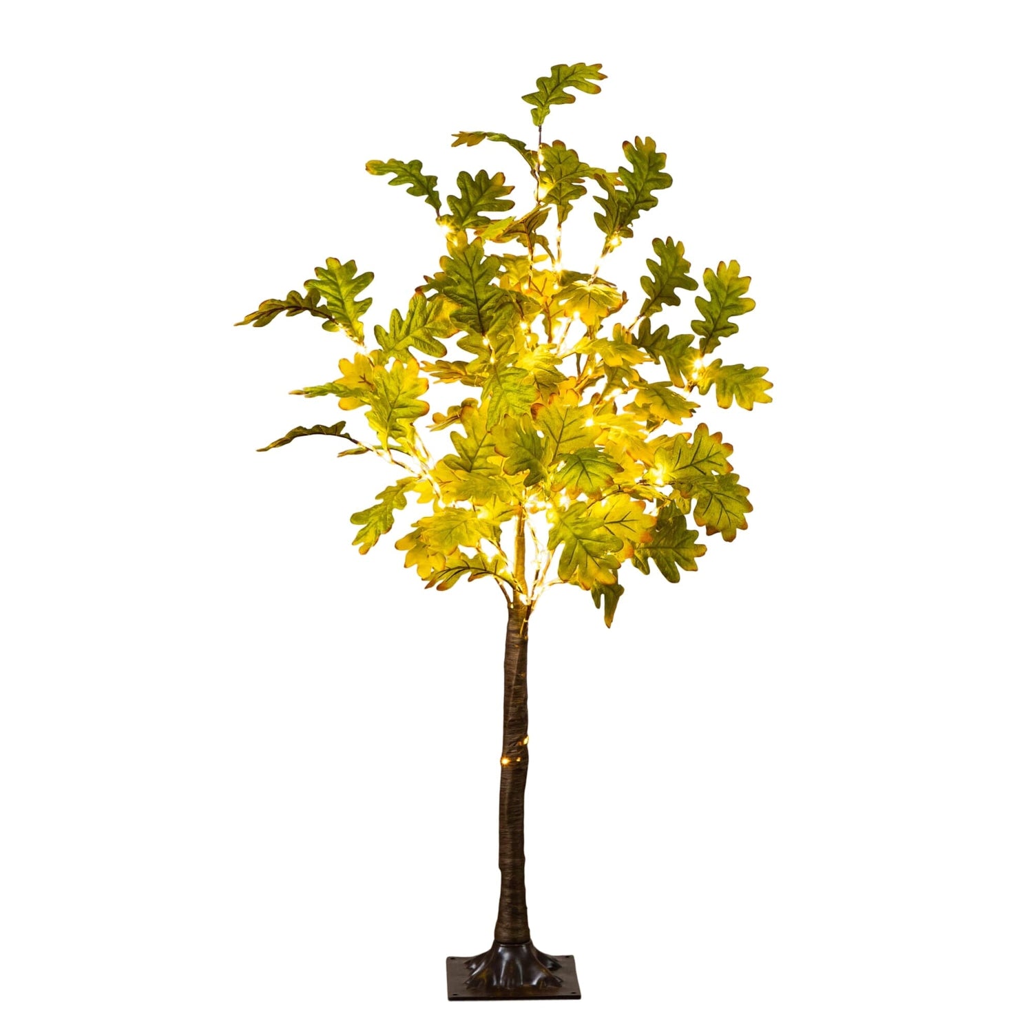 4' Pre-Lit Green Autumn Oak Artificial Fall Tree with 150 Warm White LED Lights