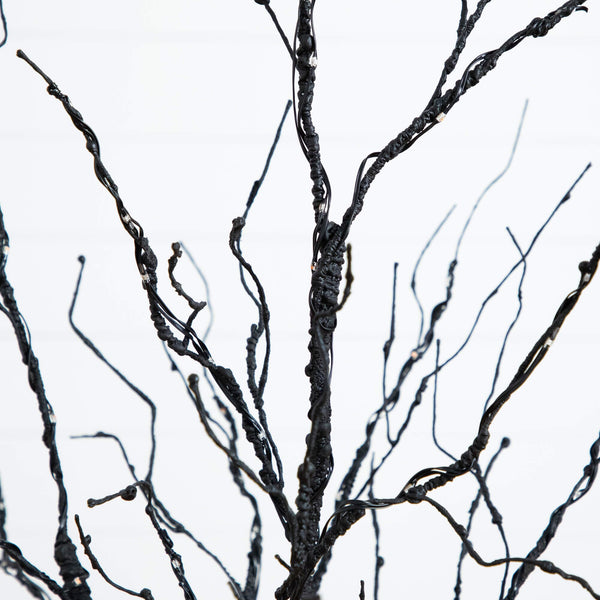 4' Pre-Lit Halloween Black Twig Artificial Tree with 180 Orange & Purple LED Lights