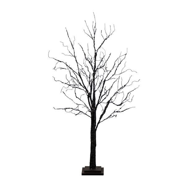 4' Pre-Lit Halloween Black Twig Artificial Tree with 180 Orange & Purple LED Lights