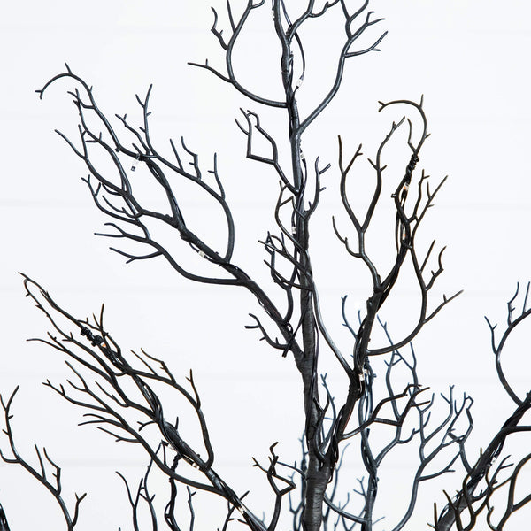 4' Pre-Lit Halloween Minimalist Twig Artificial Fall Tree with 160 Orange & Purple LED Lights