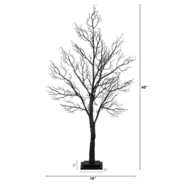 4' Pre-Lit Halloween Minimalist Twig Artificial Fall Tree with 160 Orange & Purple LED Lights