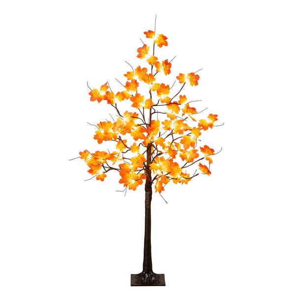 4' Pre-Lit Minimalist Autumn Maple Artificial Fall Tree with 56 Warm White LED Lights
