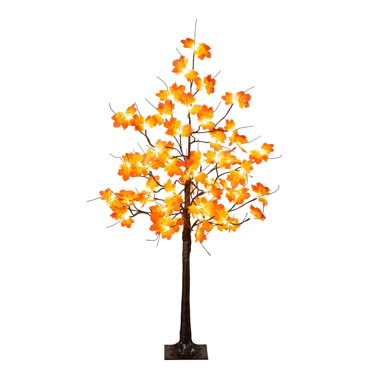 4' Pre-Lit Minimalist Autumn Maple Artificial Fall Tree with 56 Warm White LED Lights