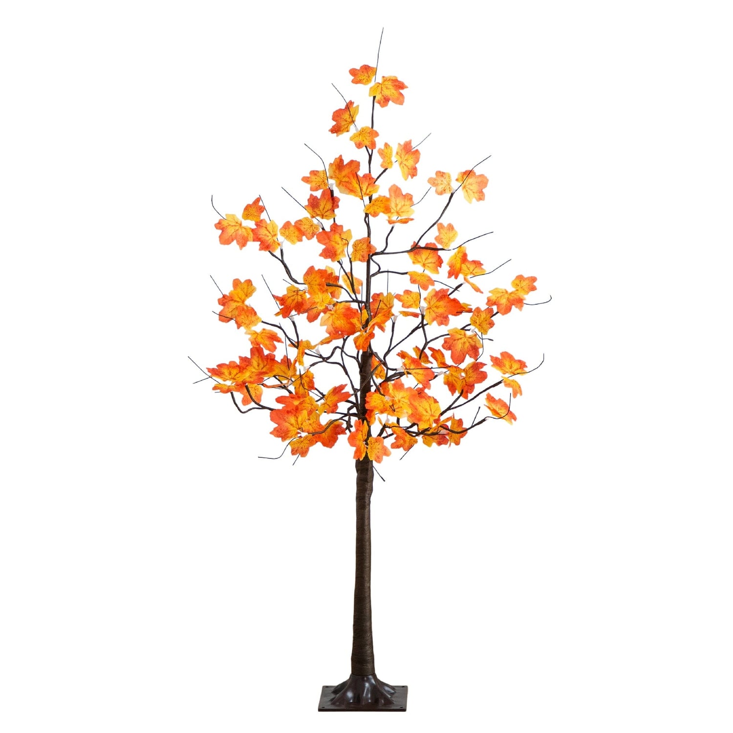 4' Pre-Lit Minimalist Autumn Maple Artificial Fall Tree with 56 Warm White LED Lights