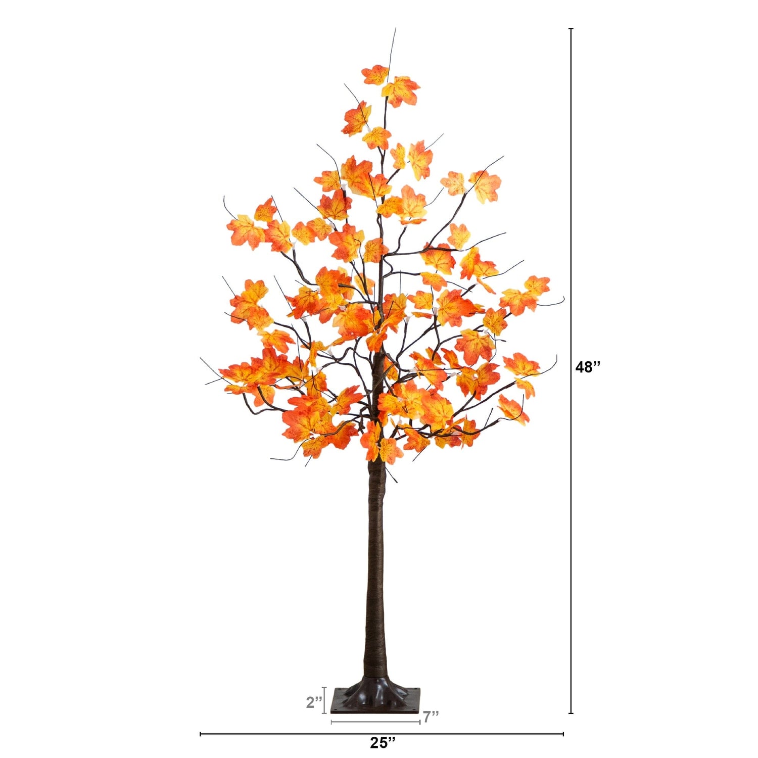 4' Pre-Lit Minimalist Autumn Maple Artificial Fall Tree with 56 Warm White LED Lights