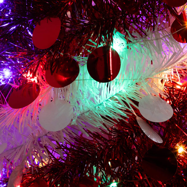 4' Pre-Lit Pop up Red & White Tinsel Christmas Tree with 50 Mutlicolored LED Lights