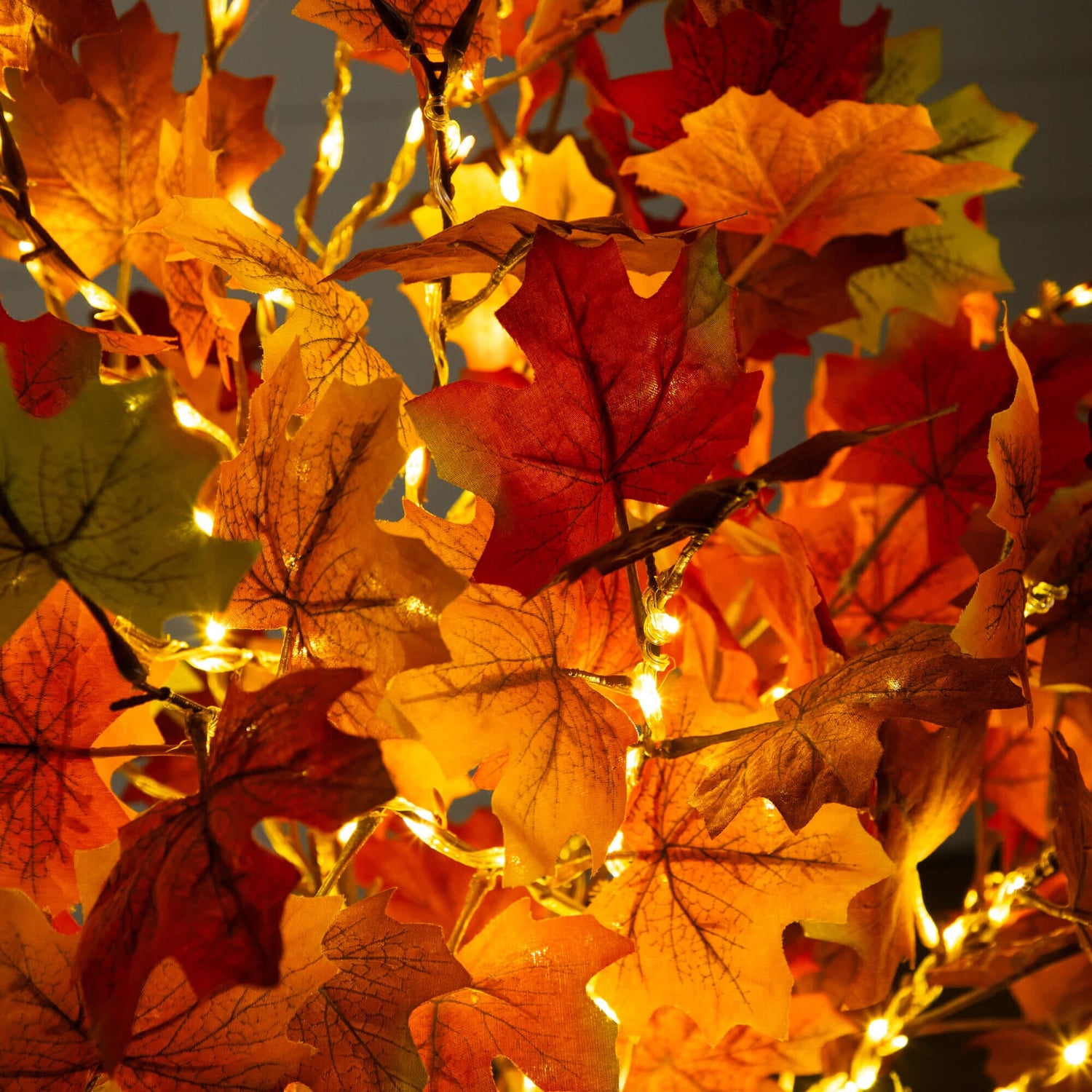 4' Pre-Lit Shades of Autumn Maple Artificial Fall Tree with 180 Warm White LED Lights