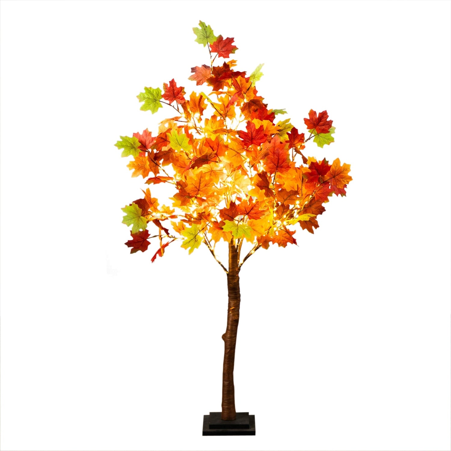 4' Pre-Lit Shades of Autumn Maple Artificial Fall Tree with 180 Warm White LED Lights