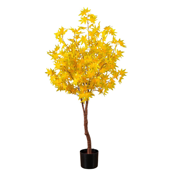 4' Pre-Lit Yellow Autumn Maple Artifical Fall Tree with 150 Warm White LED Lights