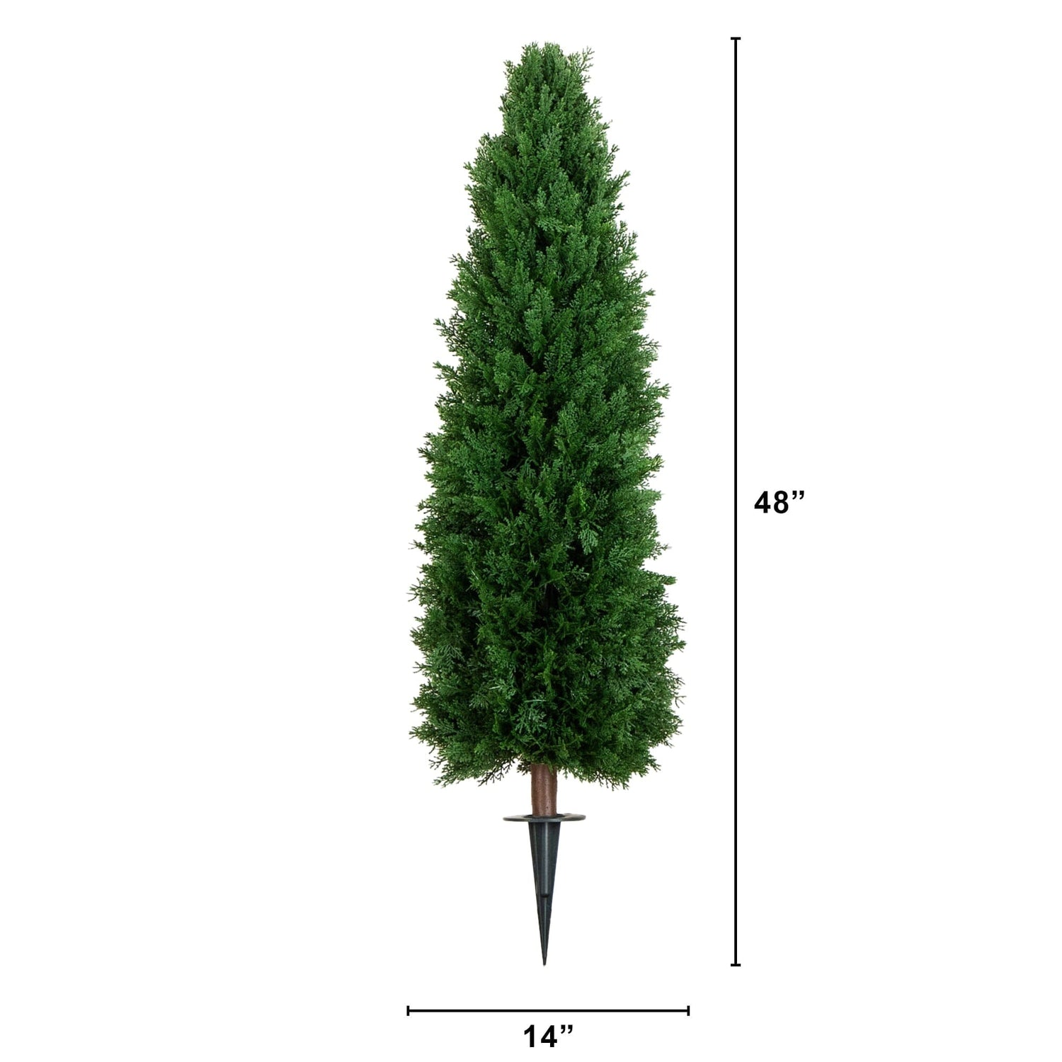 4' UV Resistant Artificial Cedar Plant with Integrated Ground Stake (Indoor/Outdoor) - Set of 2