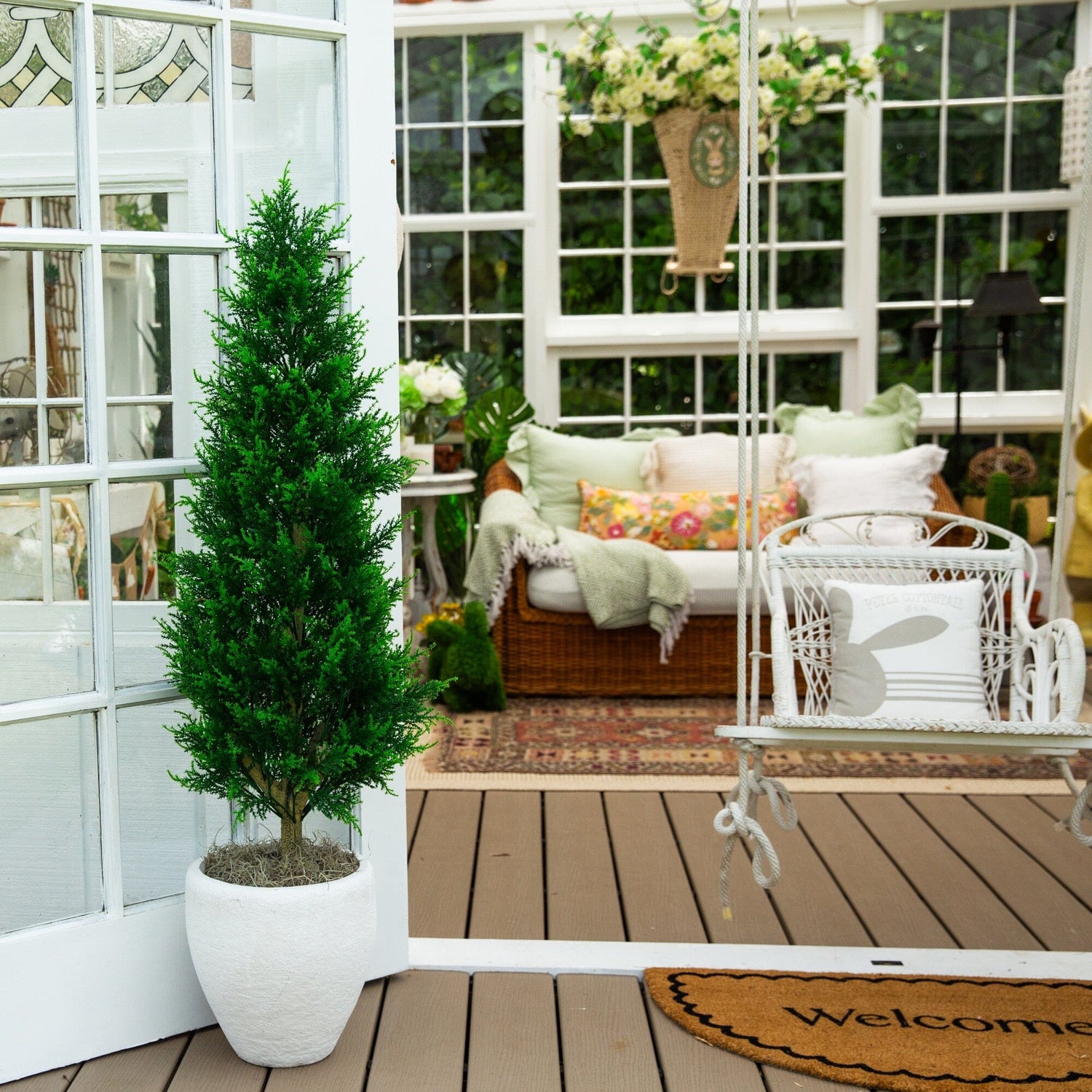 4' UV Resistant Artificial Cypress Tower Tree (Indoor/Outdoor)