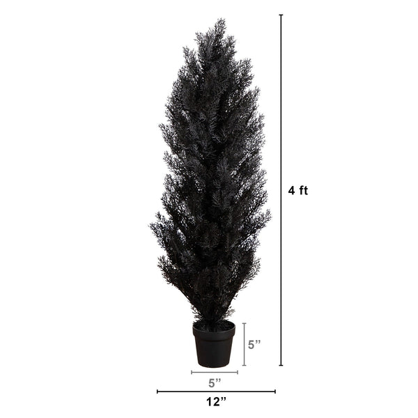 4' UV Resistant Artificial Halloween Black Cedar Tree (Indoor/Outdoor)