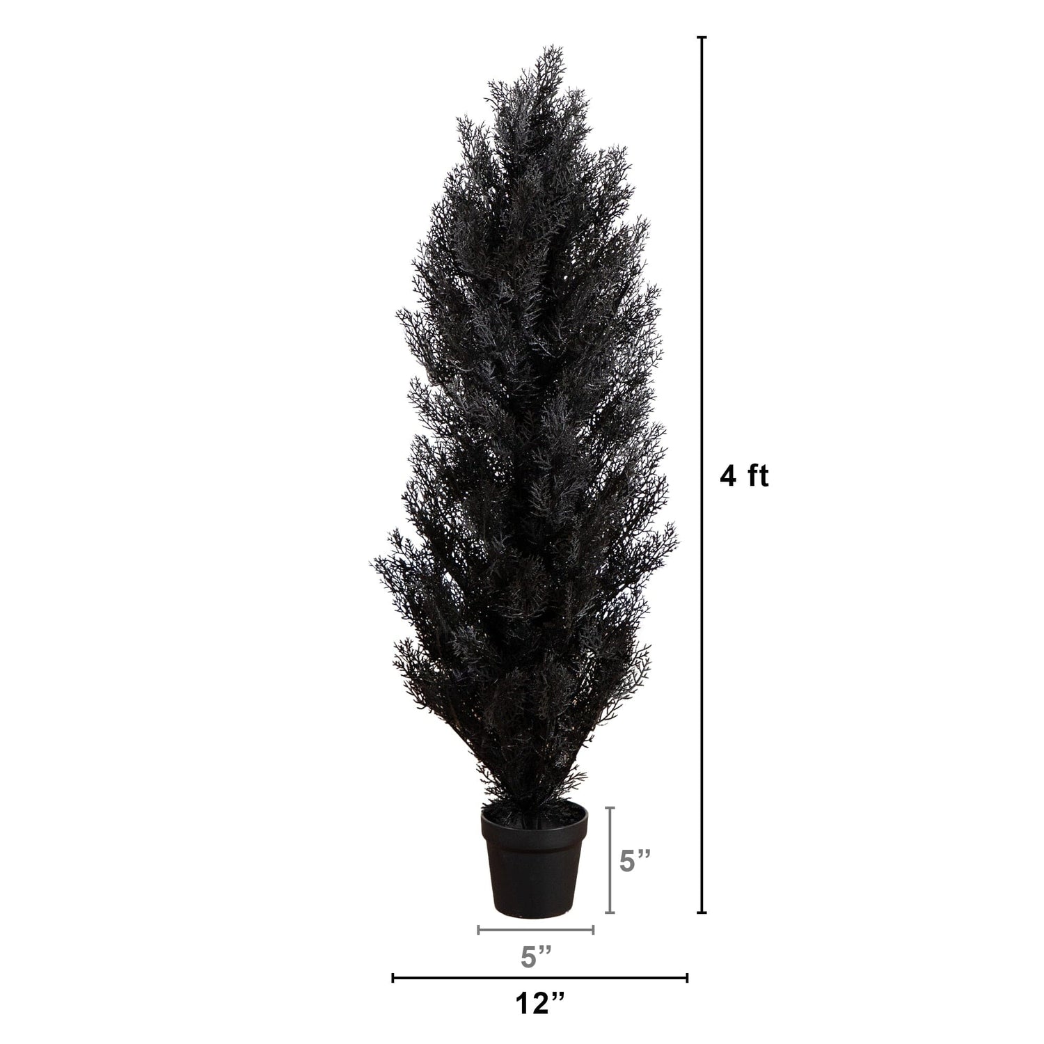 4' UV Resistant Artificial Halloween Black Cedar Tree (Indoor/Outdoor)