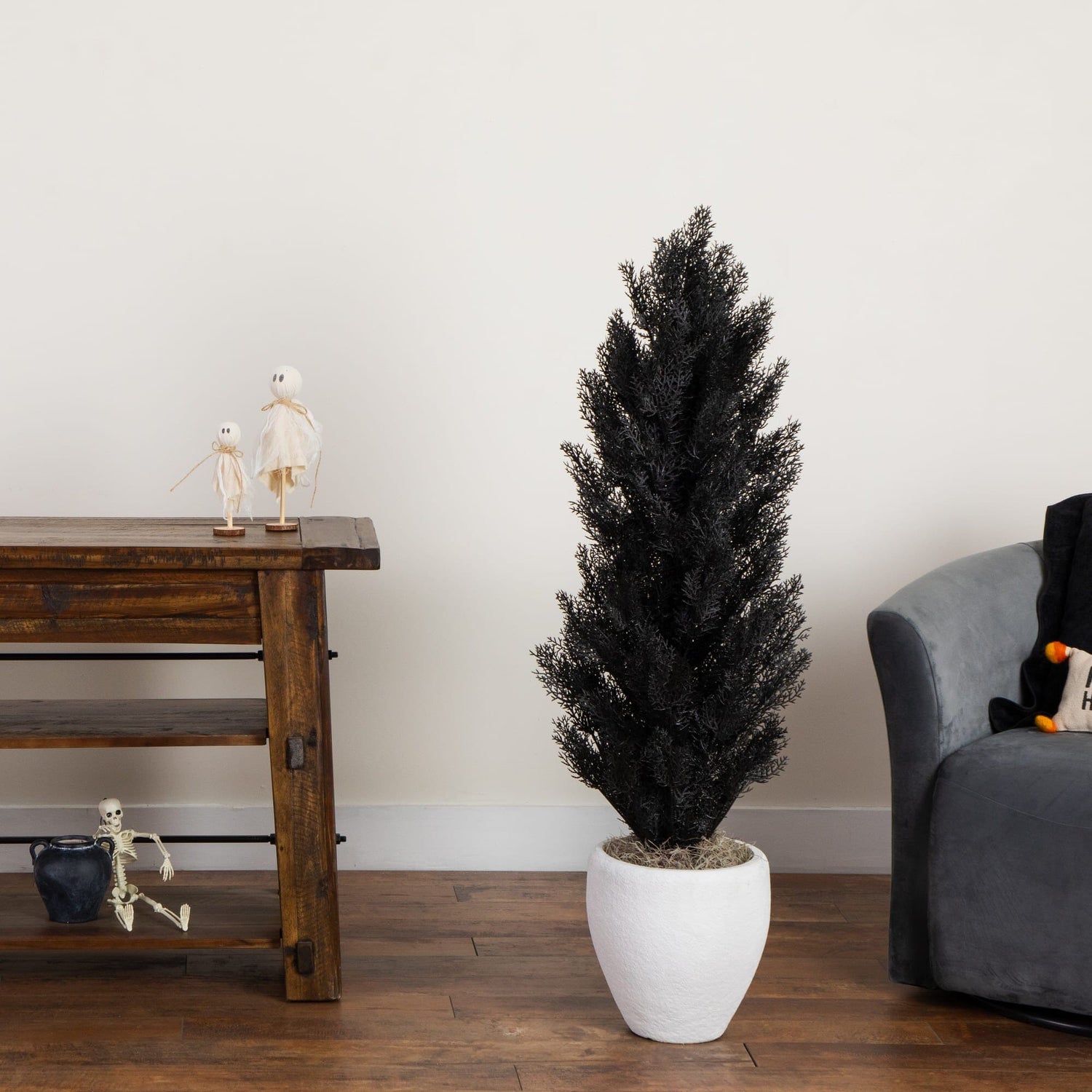 4' UV Resistant Artificial Halloween Black Cedar Tree (Indoor/Outdoor)
