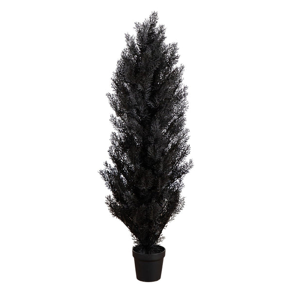 4' UV Resistant Artificial Halloween Black Cedar Tree (Indoor/Outdoor)