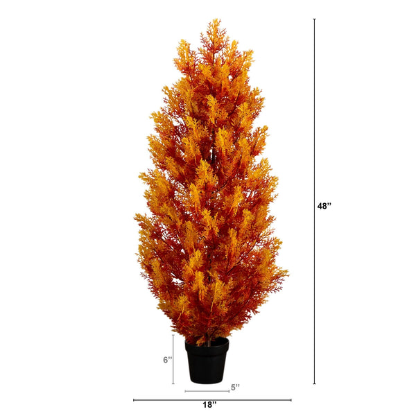 4' UV Resistant Autumn Artificial Fall Cedar Tree (Indoor/Outdoor)