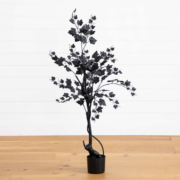 4’ Artificial Halloween Black Maple Tree