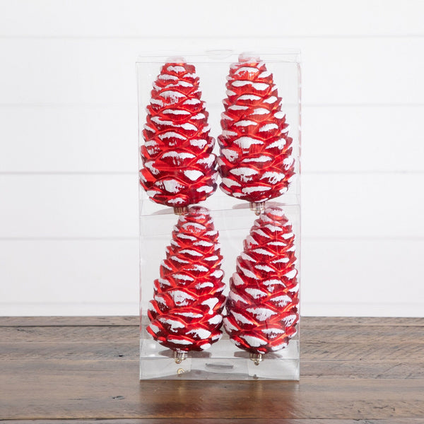 4-pc Christmas Pinecone Shatterproof Ornaments