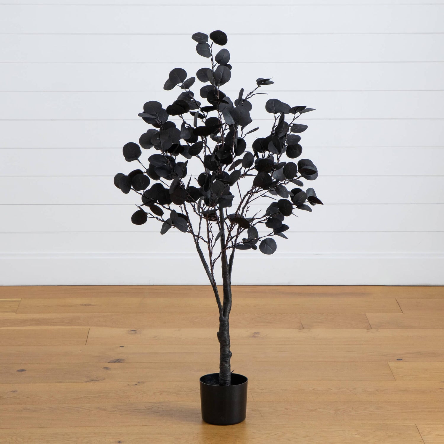 4' Pre-Lit Artificial Halloween Black Eucalyptus Tree with 160 Orange & Purple LED Lights