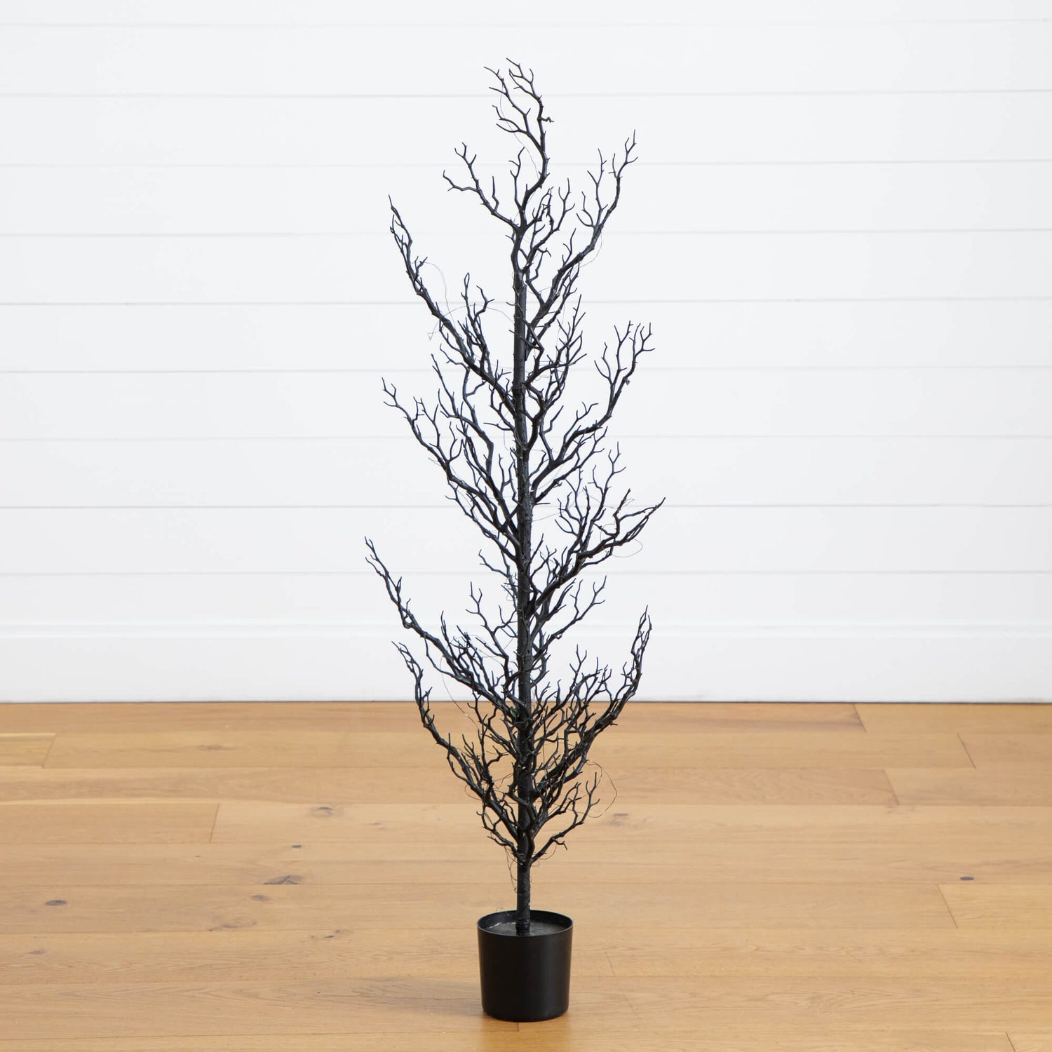 4' Pre-Lit Artificial Halloween Black Spooky Twig Tree with 160 Orange & Purple Copper Wire String LED Lights